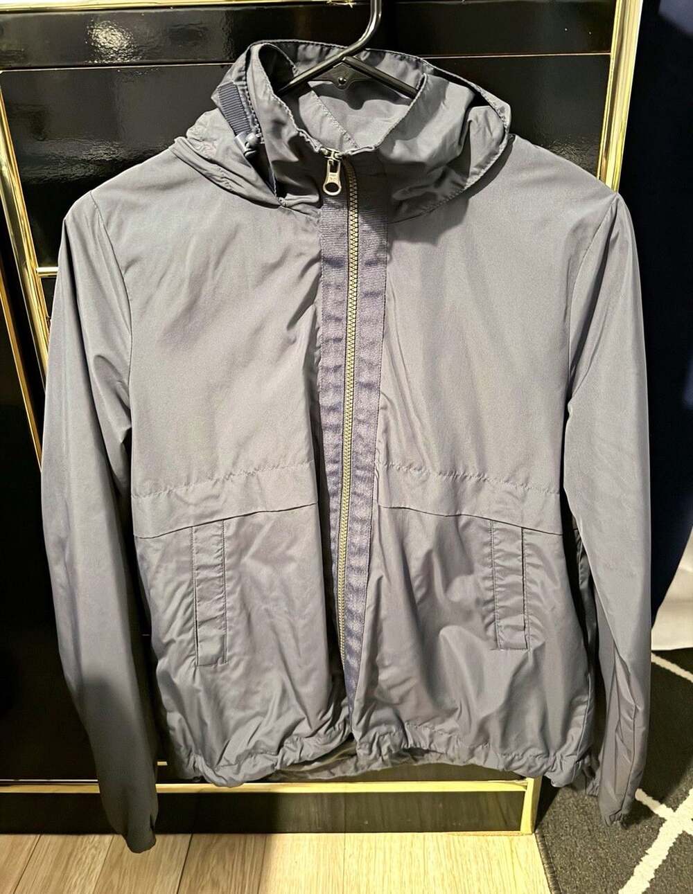 Athletic Works Hooded Full Zip Windbreaker Jacket Gray Size S